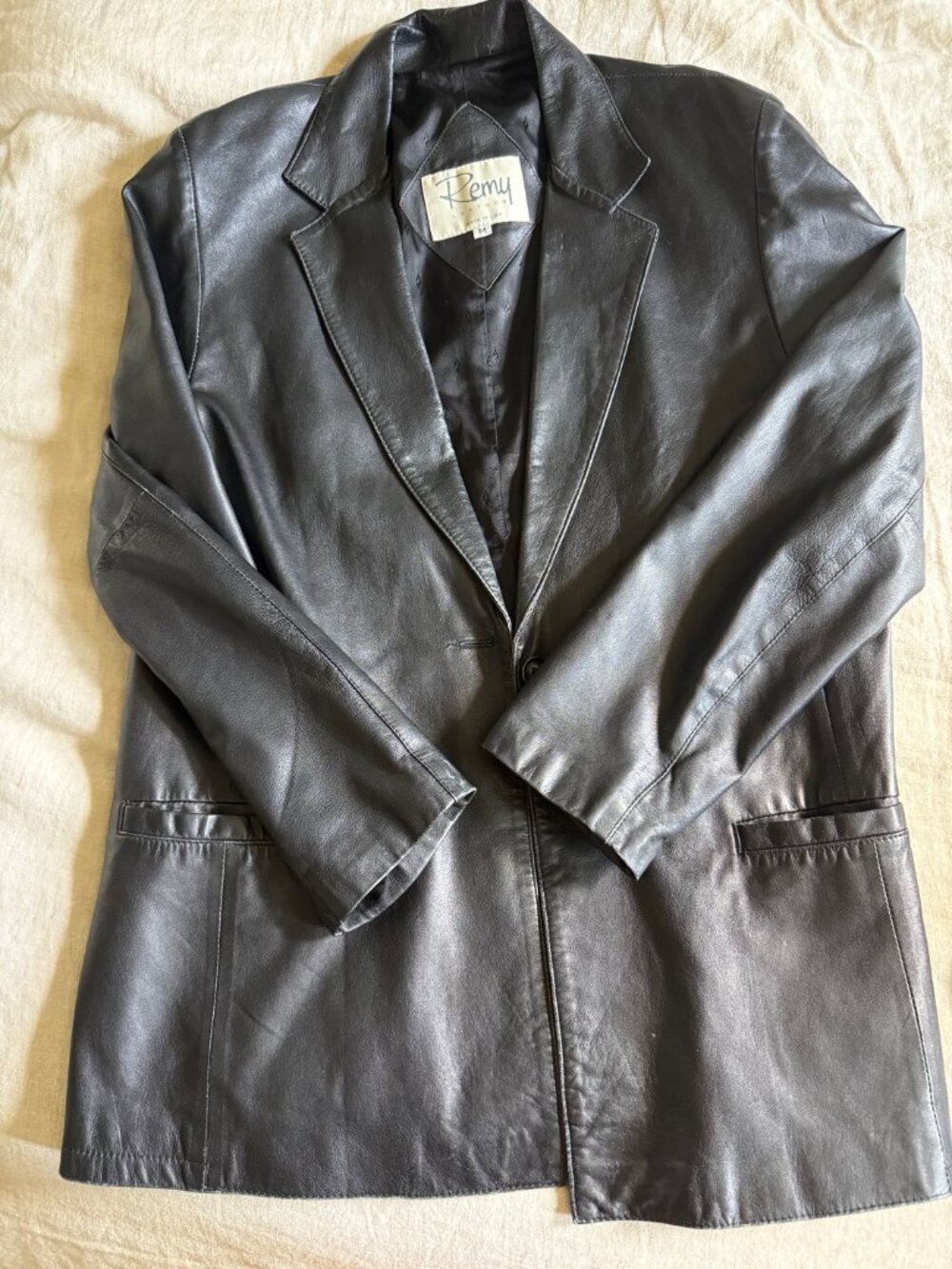 Vintage Remy Black Genuine Leather Blazer Made in USA M